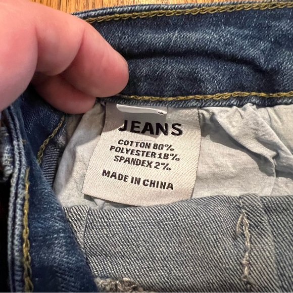 NWT New Tengfu Size 6 Skinny Distressed Denim Blue Jeans Cuffed - Picture 11 of 12